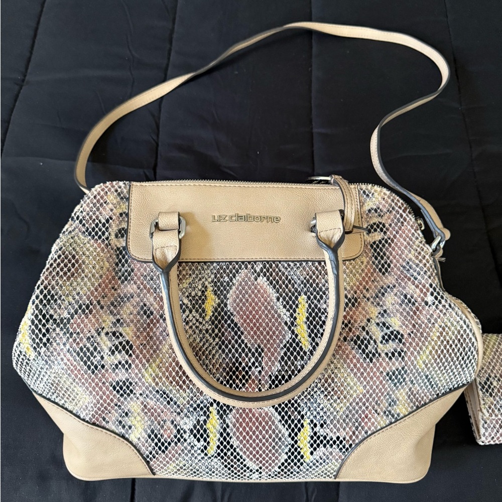 Beige and multicolored Women's Bag with Matching Wallet